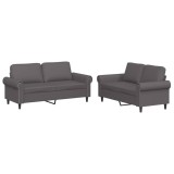 Cumpara ieftin Set de canapele cu perne, 2 piese, gri, piele ecologica