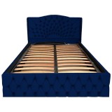 Pat Matrimonial Elsa tapitat cu somiera rabatabila diverse dimensiuni, culoare Bleumarin - 180x200