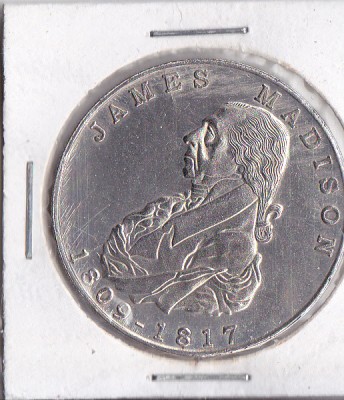 D12 50 - Medalie amintire - Presedintele James Madison - USA - America foto