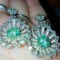 CERCEI PRETIOSI ARGINT 925 PLACATI AUR ALB CU SMARALDE NATURALE ! SI TOPAZ