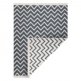 Covor TWIN 23002 ZigZag, bumbac, cu două fețe, Franjuri ecologice - antracit / crem, 60x90 cm