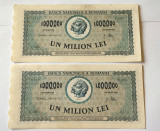 Romania - 1000000 Lei 1947 x 2 Consecutive