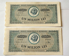 Romania - 1000000 Lei 1947 x 2 Consecutive foto