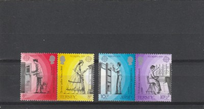 Jersey 1979-Europa CEPT-Istoria postei,serie 4 valori dantelate,MNH foto