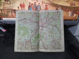 Brașov, Fagaraș, C&acirc;mpulung, Sf&acirc;ntu Gheorghe, Sinaia, hartă color circa 1930, 109