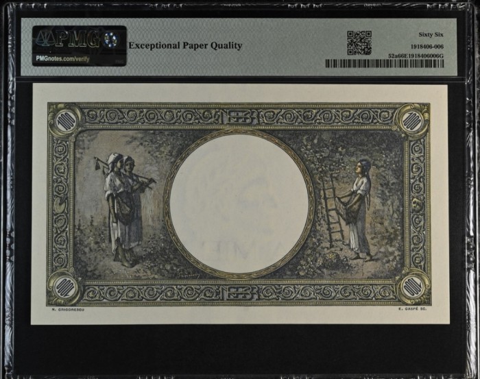 1000 lei Martie 1945 PMG66 bancnota gradata UNC