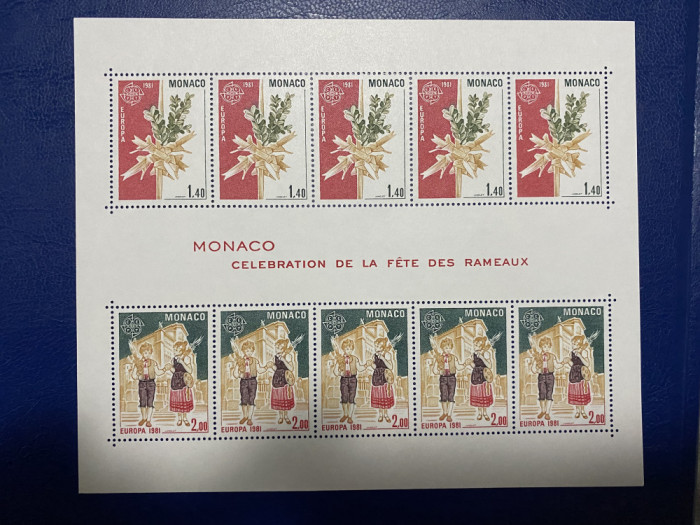 PC59 - Monaco 1981 Europa CEPT/ Folclor, Bloc MNH, 2v