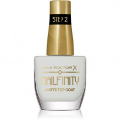 Max Factor Nailfinity Matte Top Coat lac gel de unghii pentru acoperirea superioară cu efect matifiant culoare 101 Velvet Curtain 12 ml