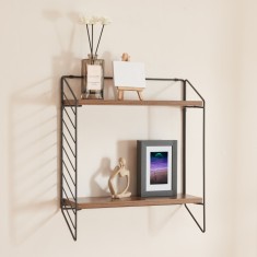 Raft de perete B&amp;oslash;mlo 47,5x42x14cm negru efect lemn nuc [en.casa] HausGarden Leisure foto