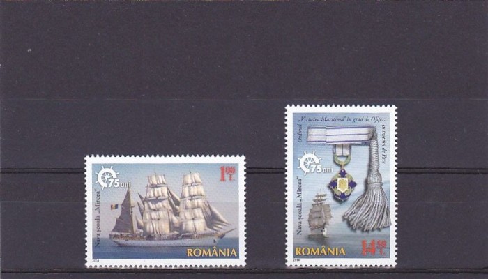 Transporturi, nave - Nava școală &rdquo;Mircea&rdquo;, 75 de ani, 2014, LP 2023, MNH