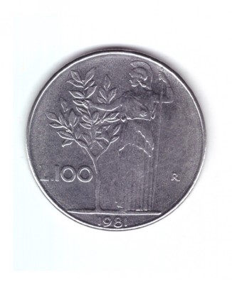 Moneda Italia 100 lire 1981, stare foarte buna, curata foto