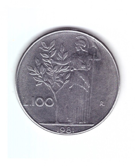 Moneda Italia 100 lire 1981, stare foarte buna, curata