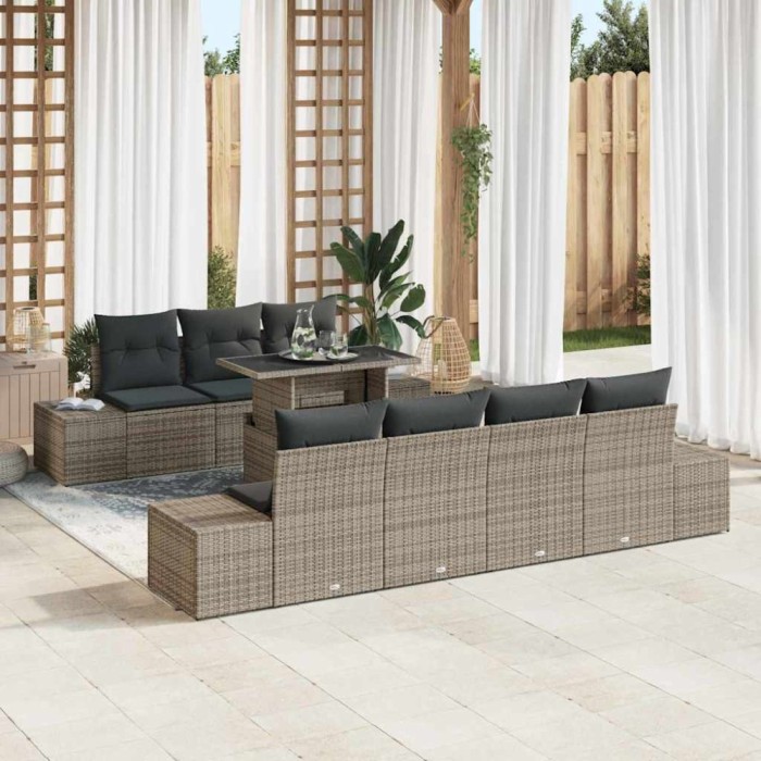 vidaXL Set de canapele pentru grădină 8 pcs Gri 100 x 55 x 73 cm 3349125