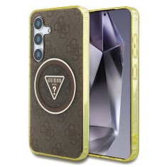 Husa Samsung Galaxy S25 originala Guess IML Metal Glitter 4G Circle Triangle MagSafee, maro, GUHMS25SHG4PRTGW foto
