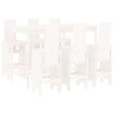 Set bar de gradina, 7 piese, alb, lemn masiv de pin