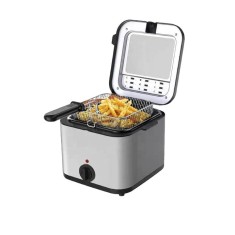 Friteuza multifunctionala, pentru prajit si copt, putere 1000W, capacitate 2, 5L, din otel inoxidabil, cu cos din inox, maner rece, argintiu/negru
