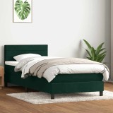 vidaXL Pat box spring cu saltea, verde &icirc;nchis, 80x220 cm, catifea 3316332