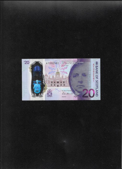 Scotia Bank of Scotland 20 pounds seria392581 mica ruptura centru sus