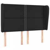 Cumpara ieftin Tablie de pat cu aripioare, negru, 147x23x118/128 cm, piele eco