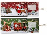 Set 2 felicitari Craciun si plic, cu element culisant hartie multicolora cm 19,5 x 11 H