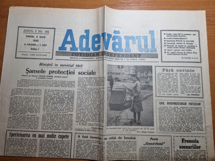 ziarul adevarul 6 iulie 1990-articol danubiana