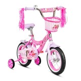 Bicicleta cu cos si roti ajutatoare, Barbie, 12 inch