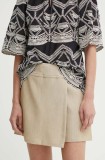 Bruuns Bazaar fustă-pantalon CindySusBBElica skirt/shorts culoarea bej, uni, high waist, BBW4024