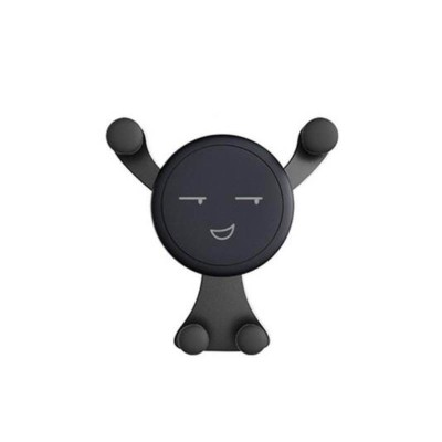 Suport auto Edman Smile Emoji, gravitational, prindere in grila de ventilatie, Negru foto