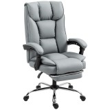 HOMCOM Scaun de birou ergonomic, fotoliu rabatabil cu suport pentru picioare, &icirc;nălțime reglabilă, rotativ 360&deg;, gri | Aosom Romania