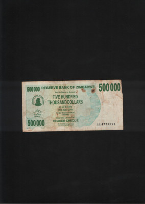 Zimbabwe 500000 500 000 dolari dollars 2007 seria4773891 foto