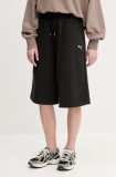 Puma pantaloni scurti femei, culoarea negru, neted, high waist, 629758