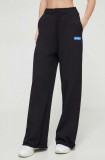 HUGO Blue pantaloni de trening din bumbac culoarea negru, cu imprimeu 50515809