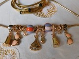 Colier nou fashion, charmuri estivale, cadou 2 bratari aurii placate