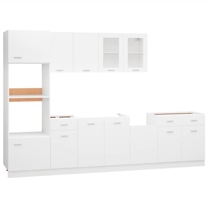 Set dulapuri de bucatarie, Lyon, 7 piese, alb, lemn prelucrat