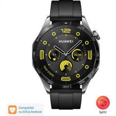 Smartwatch Huawei Watch GT 4, Ecran 1.43inch, 46mm, Bluetooth, Curea Fluoroelastomer, Waterproof 5 ATM (Negru)