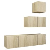 Cumpara ieftin Set de dulapuri TV, 4 piese, stejar sonoma, lemn prelucrat