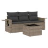 Set canapea de gradina cu perne, 4 piese, gri, poliratan