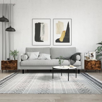 vidaXL Măsuțe de cafea 2 buc. stejar fumuriu 50x50x40 cm lemn compozit 829439 foto