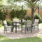 VidaXL Set de masă pentru grădină cu pernă 5 pcs Negru Rattan poli 3380199