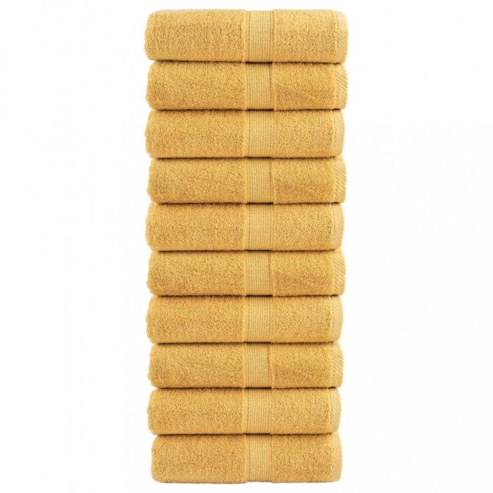 vidaXL Prosoape de baie premium SOLUND, 10 buc., aurii, 30 x 30 cm, 600 g/m&sup2;