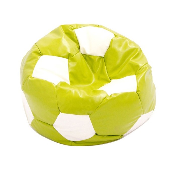 Fotoliu tip puf, imitatie piele, 74 cm, model minge de fotbal, Verde/Alb Fotoliu tip puf, imitatie piele, 74 cm, model minge de fotbal, Verde/Alb