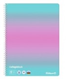 Caiet A4 cu spira, 80 file patratele, Color Edition, culoare roz / menta