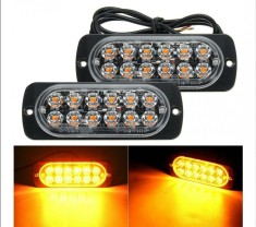 Set Lampi Agabaritice Stroboscop 12 LED-uri Auto Utilaje Avertizare Stroboscoape Platforma Remorci foto