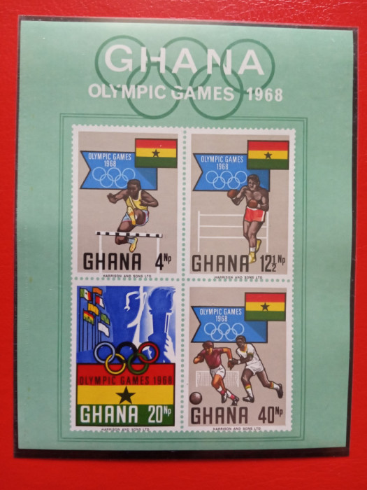 GHANA, SPORT MEXIC - BLOC MNH