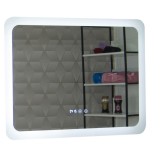 Oglinda baie GNMD21 cu iluminare LED, functie dezaburire, ceas si termometru, 80 cm, suspendata, alb