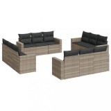 Set canapele de gradina cu perne, 12piese gri deschis poliratan