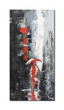 Cumpara ieftin Tablou pictat manual, Elengata in rosu, stilizat, 80x40cm ulei in cutit efect 3D, gata de agatat pe perete