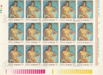 REPRODUCERI DE ARTA I - NUDURI ( LP 768 ) 1971 OBLITERATA BLOC DE 15 foto