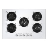 Plita Incorporabila Hausberg Gaz, 5 Arzatoare, Sticla, 75cm, 3.3kW, Alb