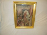 Pictura abstracta II semnata I. Constantin din anul 1981, ulei pe carton, dimensiune 36x26 cm, cu rama 45x34.5 cm